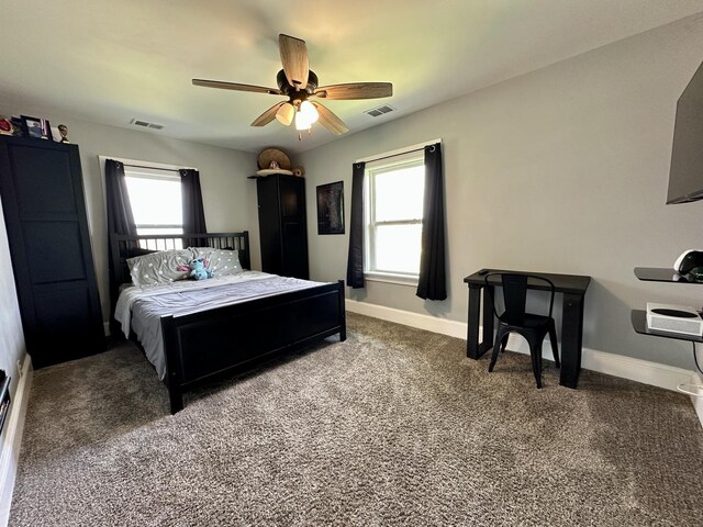 2034 Gittleson Rd, Rochelle, IL 61068 - carpeted bedroom featuring multiple windows, baseboards, and a ceiling fan
