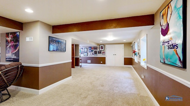 1535 S Douglas Ave, Arlington Heights, IL 60005 - unfurnished living room featuring recessed lighting and carpet floors