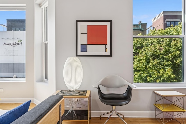 612 W Barry Ave Unit 3, Chicago, IL 60657 - sitting room featuring baseboards, wood finished floors, and plenty of natural light