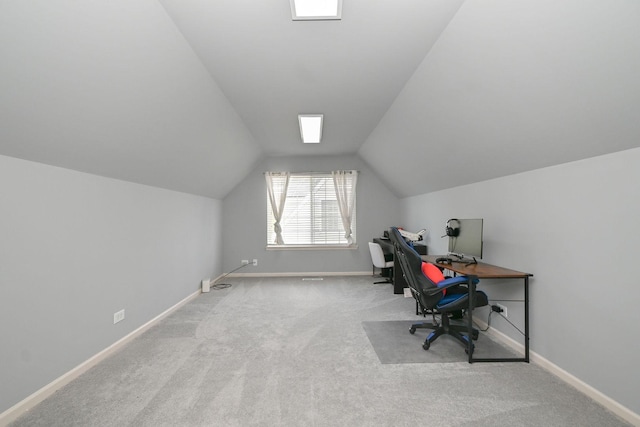 129 W Hampton Ct, Round Lake, IL 60073 - unfurnished office with vaulted ceiling, carpet, and baseboards