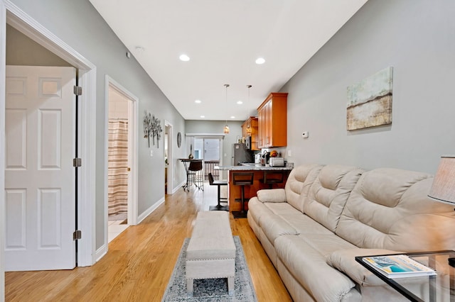 447 W 27th St, Chicago, IL 60616 - living area featuring light wood finished floors, recessed lighting, and baseboards
