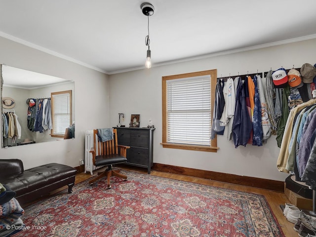 217 S Craig Pl, Lombard, IL 60148 - living area with wood finished floors, ornamental molding, and baseboards