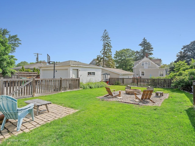 217 S Craig Pl, Lombard, IL 60148 - view of yard featuring an outdoor fire pit, an outbuilding, and a patio area