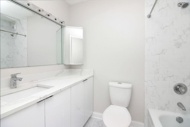 405 N Wabash Ave Unit 2204, Chicago, IL 60611 - bathroom featuring marble finish flooring, vanity, toilet, bathing tub / shower combination, and baseboards