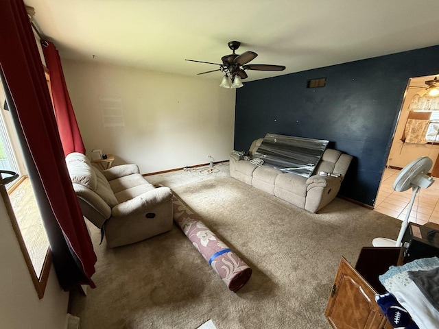 3357 D Hutchison Ave, Joliet, IL 60431 - carpeted living area with a ceiling fan