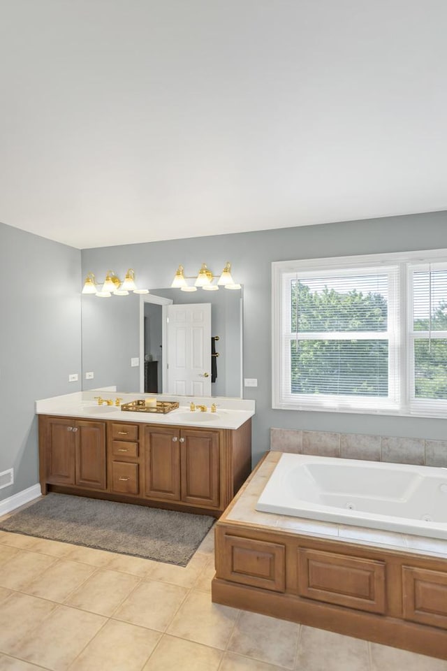7N310 Ridge Line Rd, Saint Charles, IL 60175 - bathroom featuring vanity, a jetted tub, and tile patterned floors