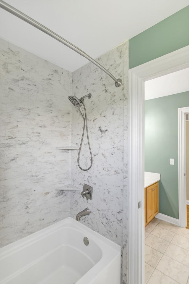 7N310 Ridge Line Rd, Saint Charles, IL 60175 - bathroom featuring shower / bath combination, vanity, and tile patterned floors