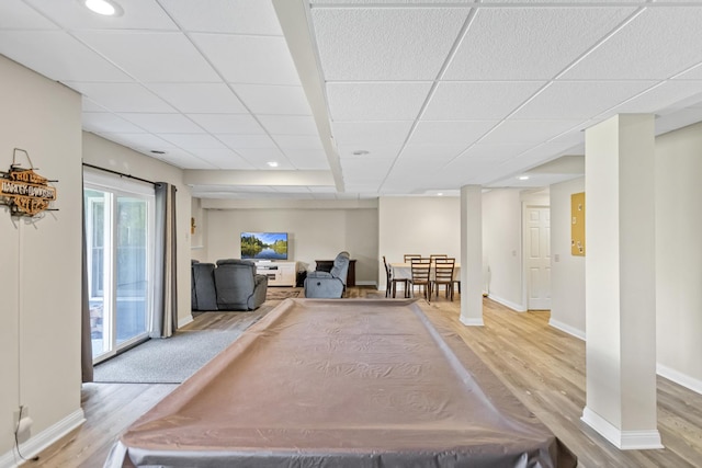 7N310 Ridge Line Rd, Saint Charles, IL 60175 - game room with wood finished floors, a drop ceiling, baseboards, recessed lighting, and billiards table