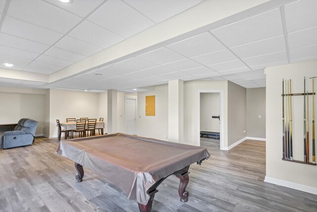 7N310 Ridge Line Rd, Saint Charles, IL 60175 - recreation room with a paneled ceiling, wood finished floors, baseboards, and billiards