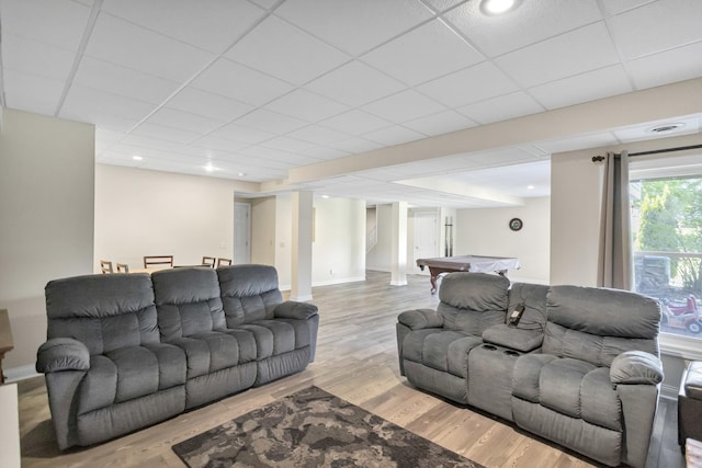 7N310 Ridge Line Rd, Saint Charles, IL 60175 - living room with a drop ceiling, billiards, wood finished floors, baseboards, and recessed lighting