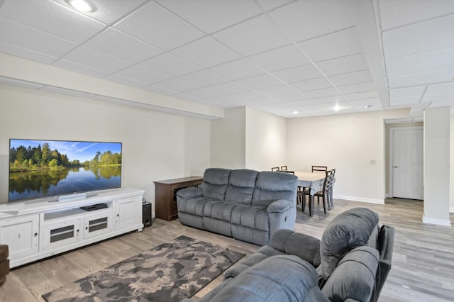 7N310 Ridge Line Rd, Saint Charles, IL 60175 - living area featuring light wood-style floors, a drop ceiling, baseboards, and recessed lighting