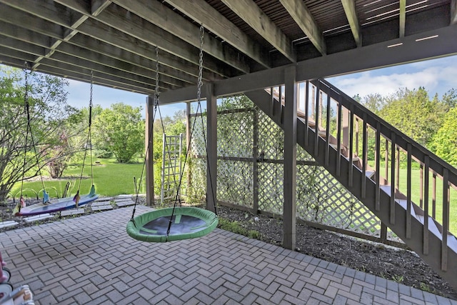 7N310 Ridge Line Rd, Saint Charles, IL 60175 - view of patio / terrace featuring stairs and view of scattered trees