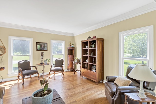7N310 Ridge Line Rd, Saint Charles, IL 60175 - living area featuring ornamental molding and light wood-style flooring