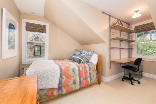 740 Wisner St, Park Ridge, IL 60068 - carpeted bedroom featuring a desk, baseboards, and lofted ceiling