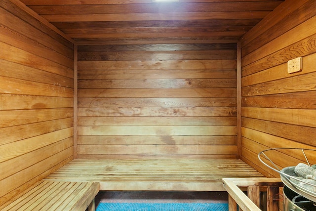 201 E Chestnut St Unit 3C, Chicago, IL 60611 - sauna / steam room with wooden walls, wood ceiling, and carpet