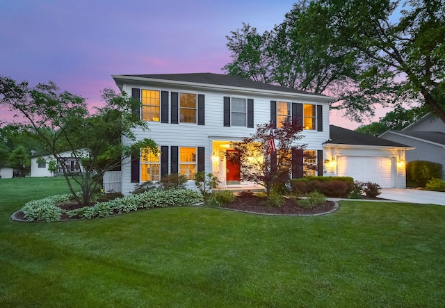 5234 Cedar Ct, Lisle, IL 60532 - colonial home featuring concrete driveway, a front yard, and an attached garage