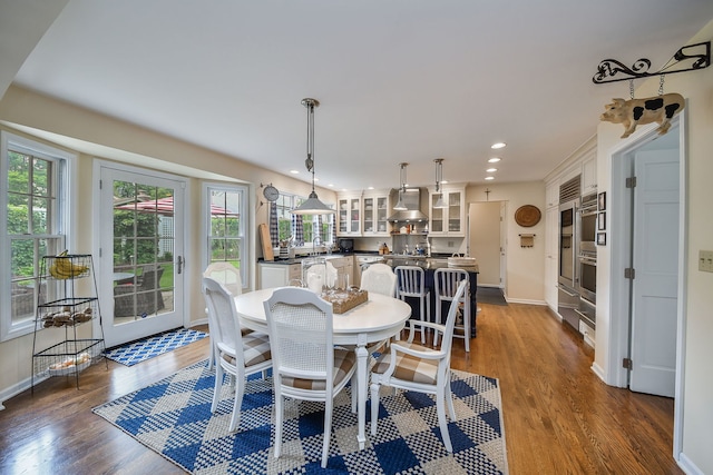 5234 Cedar Ct, Lisle, IL 60532 - dining area with dark wood finished floors, baseboards, and recessed lighting