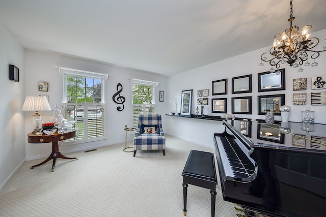5234 Cedar Ct, Lisle, IL 60532 - living area with a chandelier, carpet floors, and baseboards
