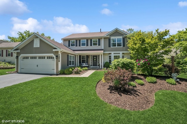 1250 Fernleaf Dr, Crystal Lake, IL 60014 - view of front of house featuring driveway, a front yard, and an attached garage