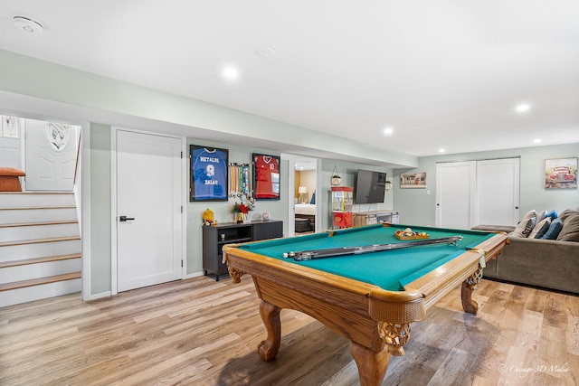 384 Glen Farm Ln, Lake Zurich, IL 60047 - playroom with light wood-style flooring, recessed lighting, and billiards table