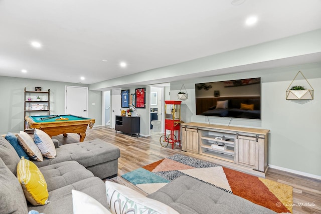 384 Glen Farm Ln, Lake Zurich, IL 60047 - rec room featuring light wood-type flooring, pool table, recessed lighting, and baseboards