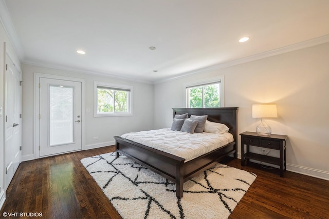 803 Pine St, Deerfield, IL 60015 - bedroom with multiple windows, baseboards, crown molding, and recessed lighting