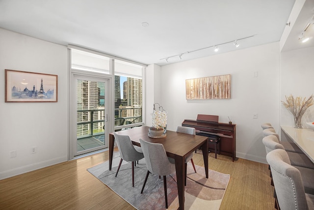 340 E Randolph St Unit 1304, Chicago, IL 60601 - dining room featuring track lighting, healthy amount of natural light, light wood finished floors, floor to ceiling windows, and baseboards