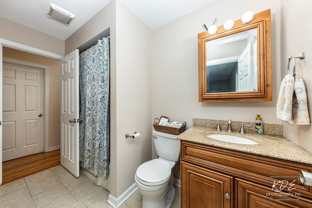 25 Olympus Dr, Naperville, IL 60540 - bathroom with vanity, tile patterned flooring, toilet, curtained shower, and baseboards
