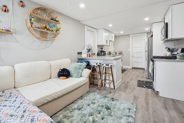 4308 N Whipple St, Chicago, IL 60618 - living area featuring light wood-type flooring, recessed lighting, and baseboards