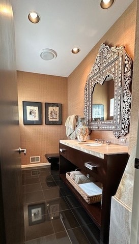 941 Harms Rd, Glenview, IL 60025 - bathroom with vanity, tile patterned flooring, toilet, and recessed lighting