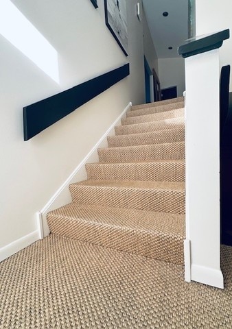 941 Harms Rd, Glenview, IL 60025 - stairway featuring carpet and baseboards