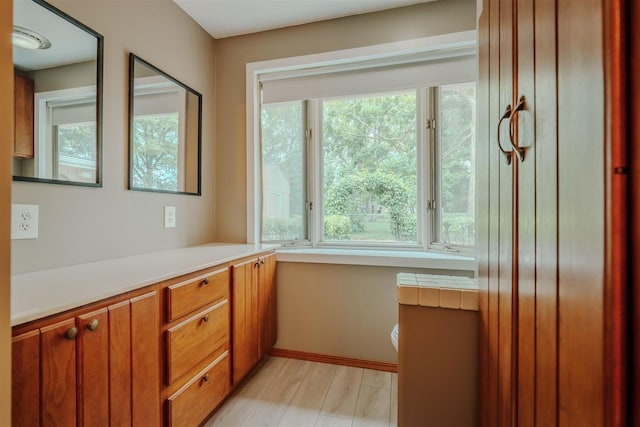20541 E 2050 N Rd, Towanda, IL 61776 - bathroom with toilet, baseboards, vanity, and wood finished floors