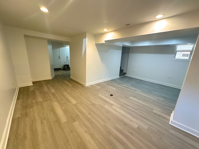 15117 2nd Ave, Phoenix, IL 60426 - basement featuring baseboards, wood finished floors, and recessed lighting