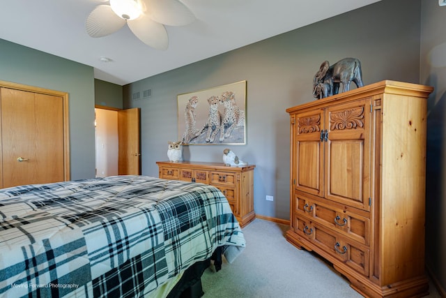 608 W N St, Peotone, IL 60468 - bedroom with light carpet, a closet, a ceiling fan, and baseboards