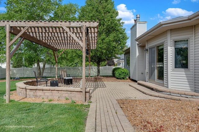 608 W N St, Peotone, IL 60468 - view of patio / terrace with an outdoor fire pit and a pergola