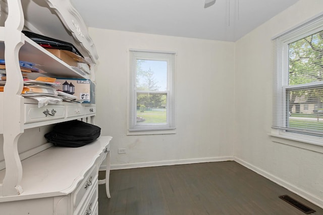 3737 Rose Manor Ter, Markham, IL 60428 - home office with dark wood finished floors, healthy amount of natural light, baseboards, and ceiling fan
