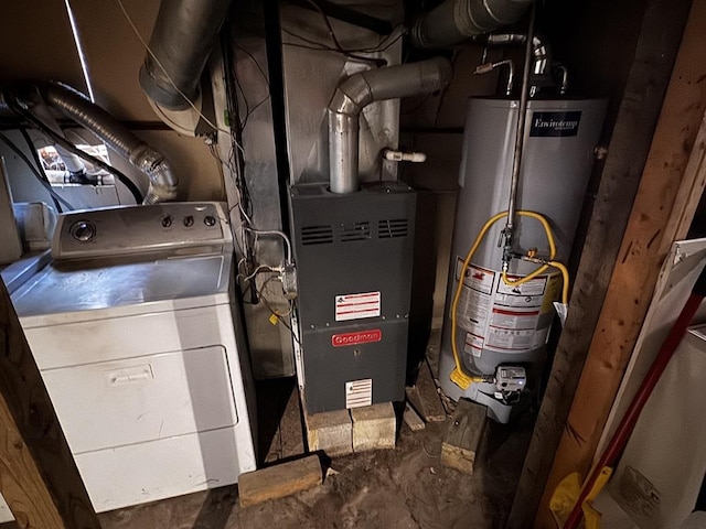 2177 N Merrimac Ave, Chicago, IL 60639 - utility room featuring washer / dryer and gas water heater