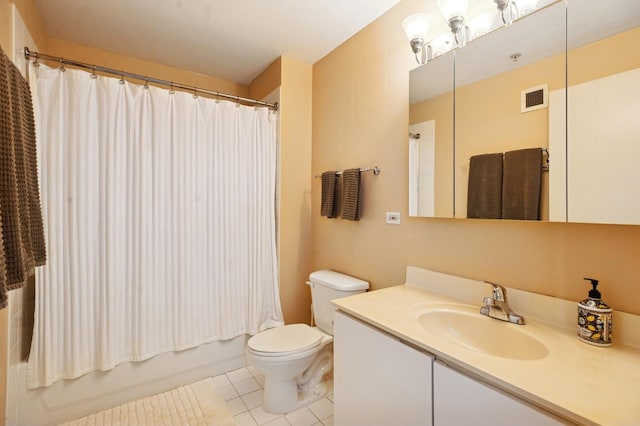 2 E Erie St Unit 2505, Chicago, IL 60611 - bathroom with toilet, tile patterned floors, vanity, and shower / bath combination with curtain