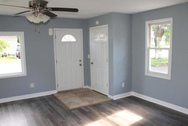 517 Victor St, Sycamore, IL 60178 - entrance foyer with plenty of natural light, ceiling fan, and wood finished floors