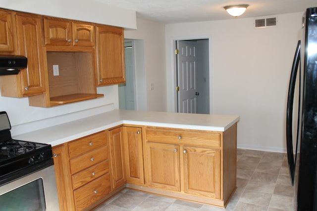 517 Victor St, Sycamore, IL 60178 - kitchen featuring gas range, fridge, range hood, and light countertops