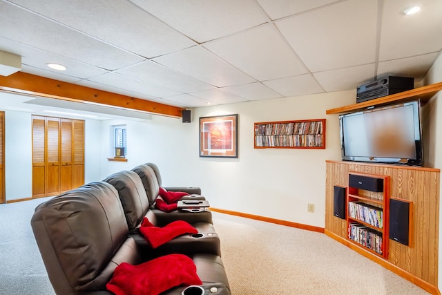 215 Hilltop Ln, Sleepy Hollow, IL 60118 - carpeted cinema with baseboards, a drop ceiling, and recessed lighting
