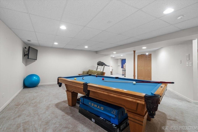 1705 Heatherstone Ave, Montgomery, IL 60538 - rec room with carpet flooring, recessed lighting, billiards, and baseboards