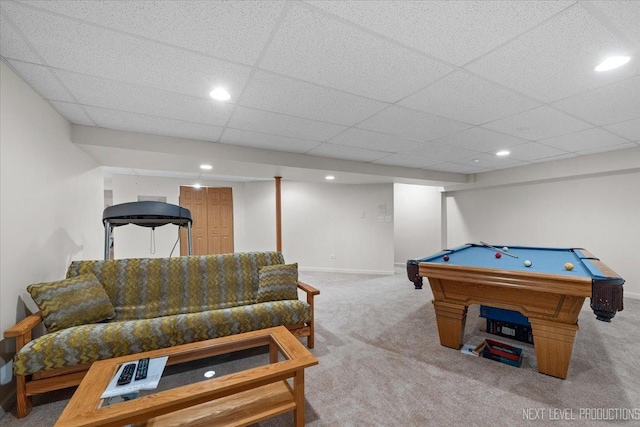 1705 Heatherstone Ave, Montgomery, IL 60538 - playroom with carpet flooring, pool table, recessed lighting, and baseboards