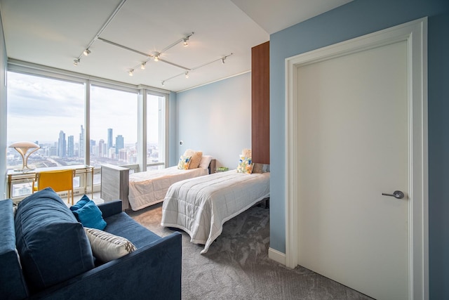 340 E Randolph St Unit 4703, Chicago, IL 60601 - carpeted bedroom with rail lighting and a view of skyline