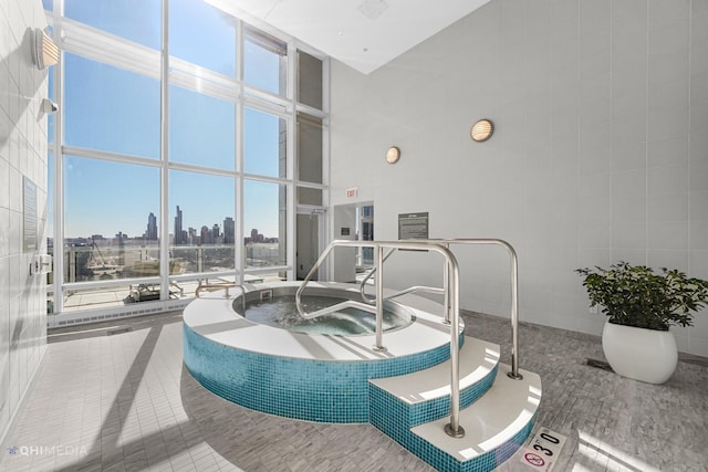 340 E Randolph St Unit 4703, Chicago, IL 60601 - view of swimming pool with a hot tub and a view of skyline