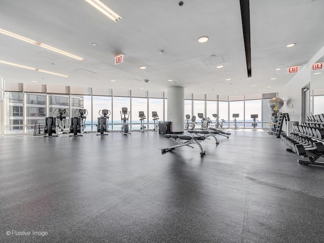340 E Randolph St Unit 4703, Chicago, IL 60601 - gym featuring expansive windows