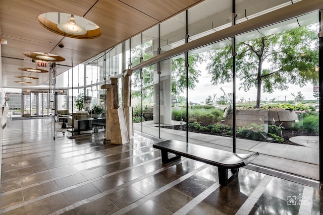 340 E Randolph St Unit 4703, Chicago, IL 60601 - common area featuring a high ceiling and wooden ceiling