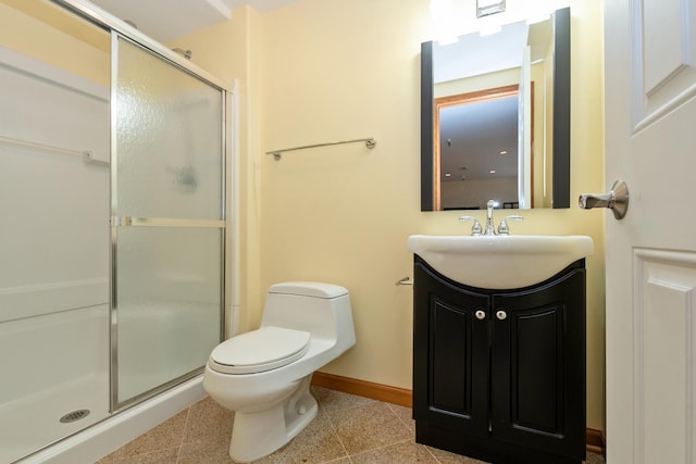 9403 Saratoga Ct, Hickory Hills, IL 60457 - full bathroom featuring vanity, a shower stall, toilet, and baseboards