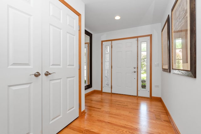 9403 Saratoga Ct, Hickory Hills, IL 60457 - foyer with light wood-style floors, baseboards, and recessed lighting