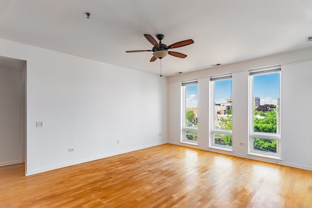 3450 S Halsted St Unit 308, Chicago, IL 60608 - unfurnished room with a pendent fire sprinkler, light wood-style flooring, baseboards, and a ceiling fan